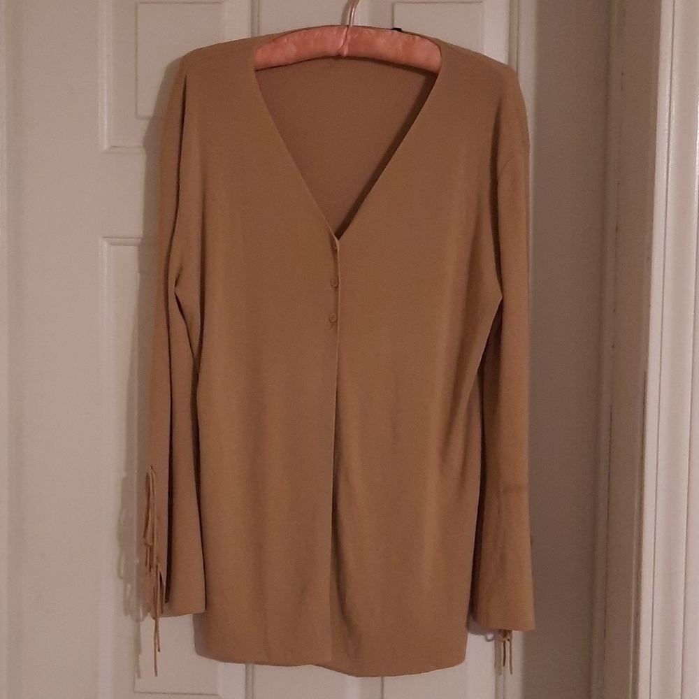 Camel , tan Miley Cyrus Cardigan XL flare tie sleeve